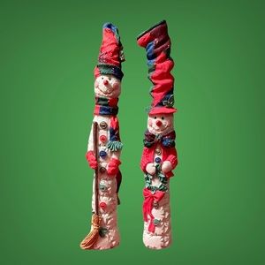 Pair Vintage Snowman Figurines